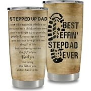 Stepdad Gifts from Daughter, Son, Kids, Bonus Dad Birthday Gifts for Stepfather Christmas Ideas, Step Dad 20 Oz Tumbler Stepped Up Dad Cup